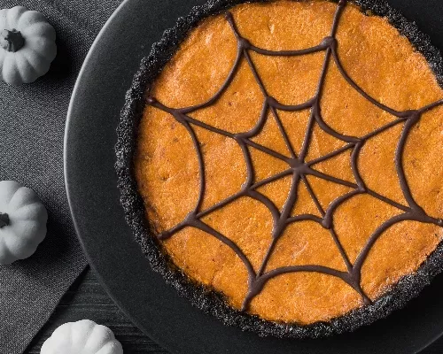 Pumpkin Mousse Tart with Spiderweb