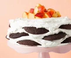 Chocolate Nectarine Icebox Cake with Ginger Pecans