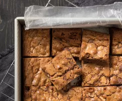 Milk Chocolate Malt Brownies in a baking dish