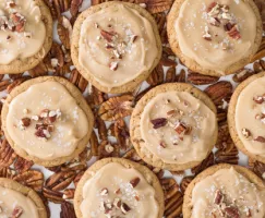 Chewy Pecan Cookies with Brown Sugar Frosting