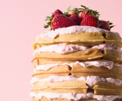 Strawberries and Cream Waffle Cake