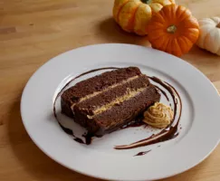 Chocolate Pumpkin Cake with Pumpkin Whipped Cream & Chocolate Ganache